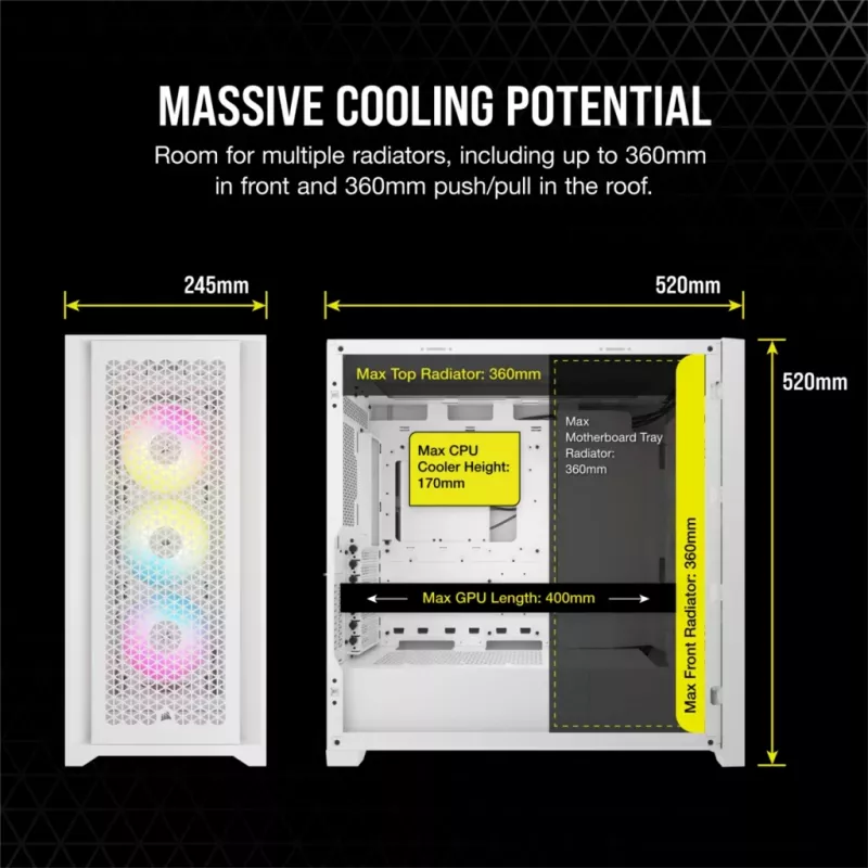 Obudowa PC Corsair iCUE 5000D RGB Airflow Midi Tower Biała