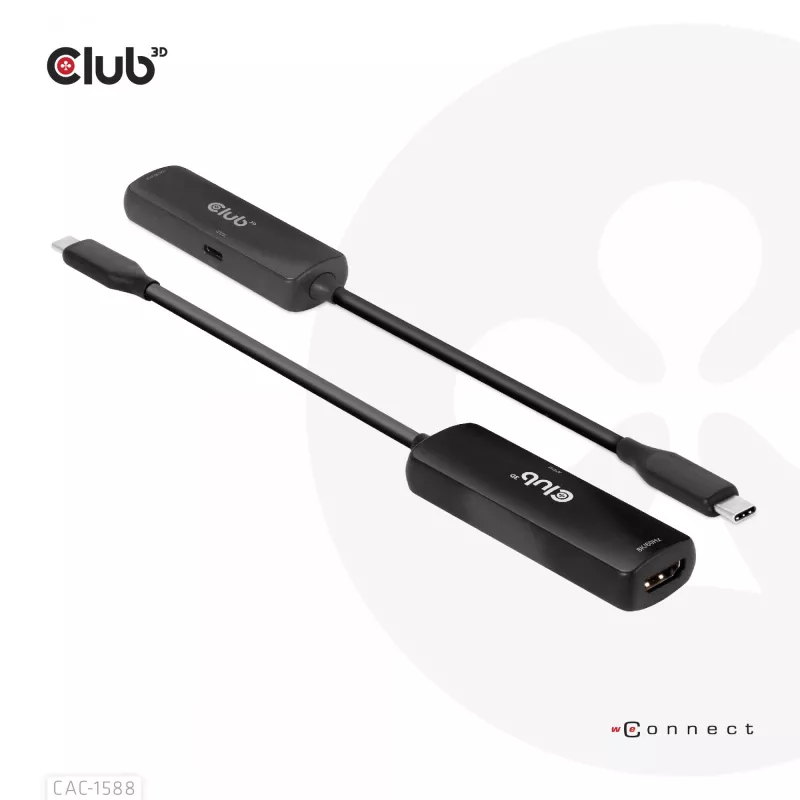 CLUB3D USB Gen2 Type-C na HDMI™ 8K60Hz lub 4K120Hz HDR10+ z DSC1.2 z Power Delivery 3.0 Aktywny Adapter M/F