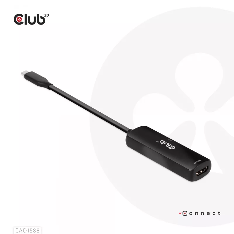 CLUB3D USB Gen2 Type-C na HDMI™ 8K60Hz lub 4K120Hz HDR10+ z DSC1.2 z Power Delivery 3.0 Aktywny Adapter M/F