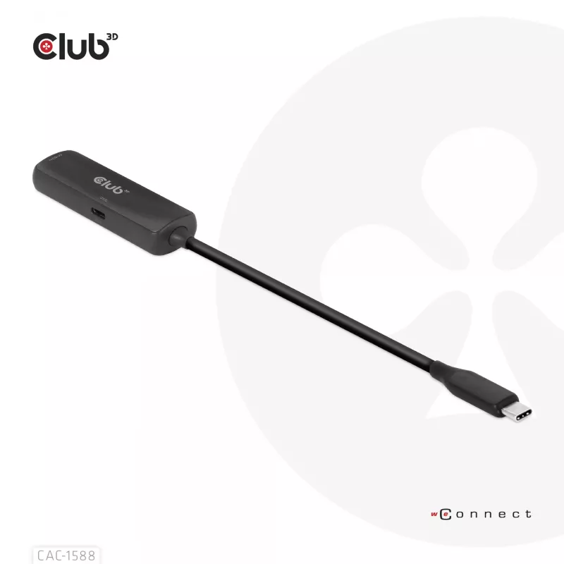 CLUB3D USB Gen2 Type-C na HDMI™ 8K60Hz lub 4K120Hz HDR10+ z DSC1.2 z Power Delivery 3.0 Aktywny Adapter M/F