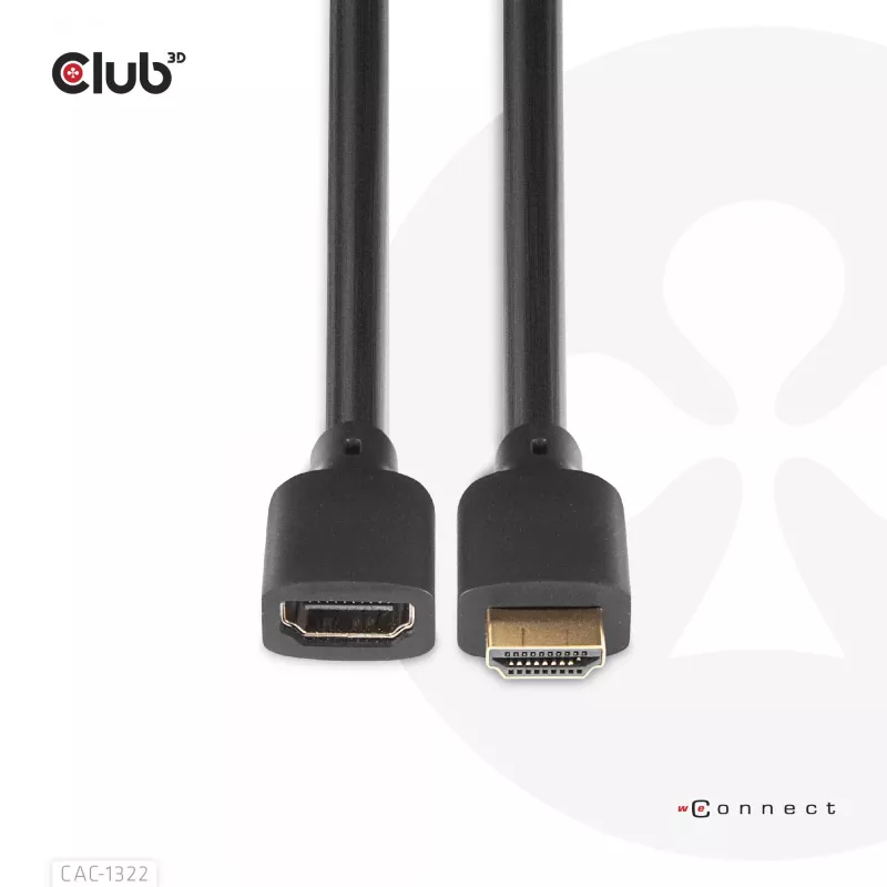 Przedłużacz HDMI CLUB3D Ultra High Speed 4K120Hz 8K60Hz 48Gbps M/F 1 m / 3,28 ft 30AWG