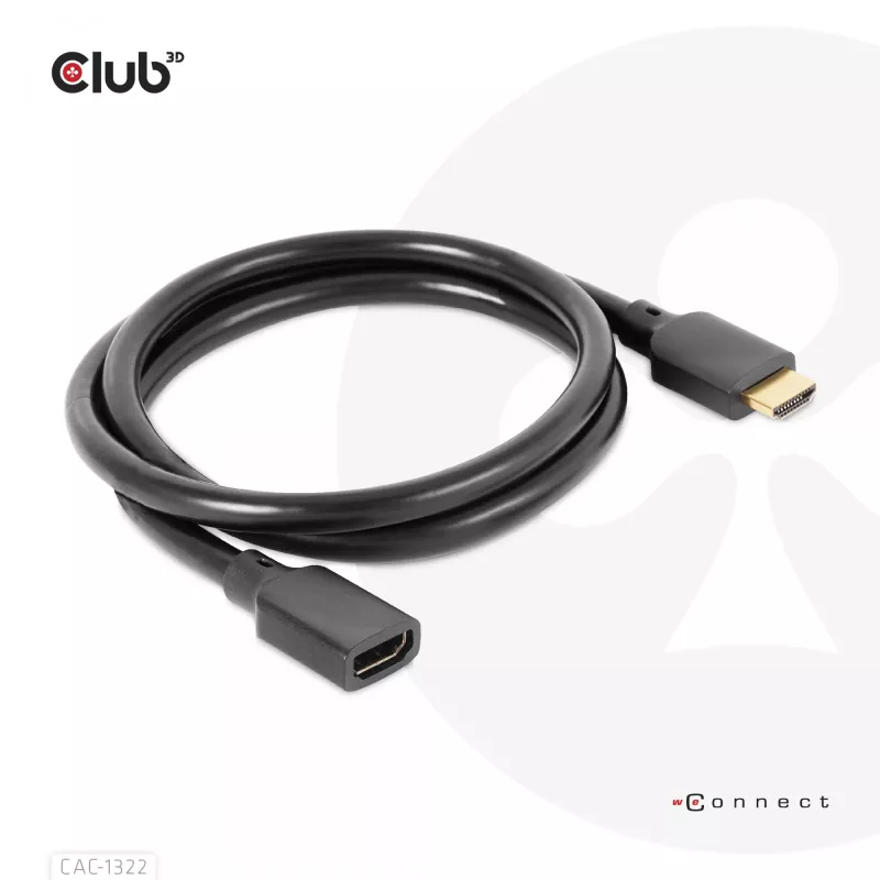 Przedłużacz HDMI CLUB3D Ultra High Speed 4K120Hz 8K60Hz 48Gbps M/F 1 m / 3,28 ft 30AWG