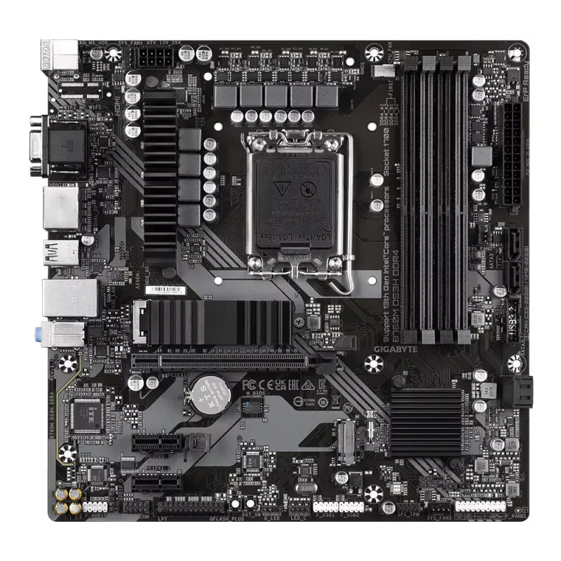 Płyta główna GIGABYTE B760M DS3H DDR4 Micro ATX, Intel LGA 1700, 4x DIMM, 128GB, 2.5Gb LAN, 2x M.2, HDMI+DP