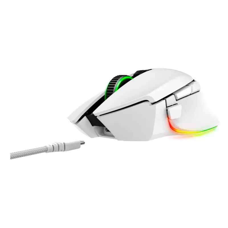 Mysz gamingowa Razer Basilisk V3 Pro — praworęczna, optyczna 30 000 DPI, RF Wireless/Bluetooth/USB-C, biała