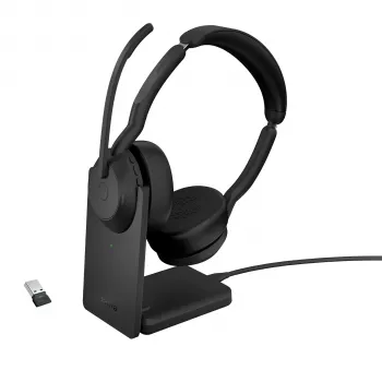 Jabra Evolve2 55 - Link380a UC Stereo (z podstawką), bezprzewodowy, biuro/centrum telefoniczne, 20 - 20000 Hz, 130 g, słuchawki, czarny
