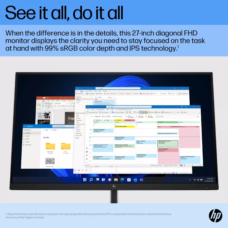 Monitor HP E27 G5 FHD, 68,6 cm (27 cali), 1920 x 1080 pikseli, Full HD, LCD, 5 ms, Czarny
