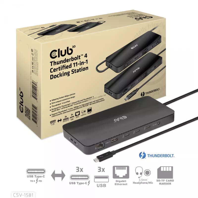 Stacja dokująca CLUB3D Thunderbolt 4 Certified 11-in-1 140W