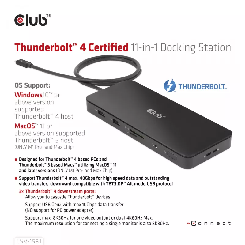 Stacja dokująca CLUB3D Thunderbolt 4 Certified 11-in-1 140W