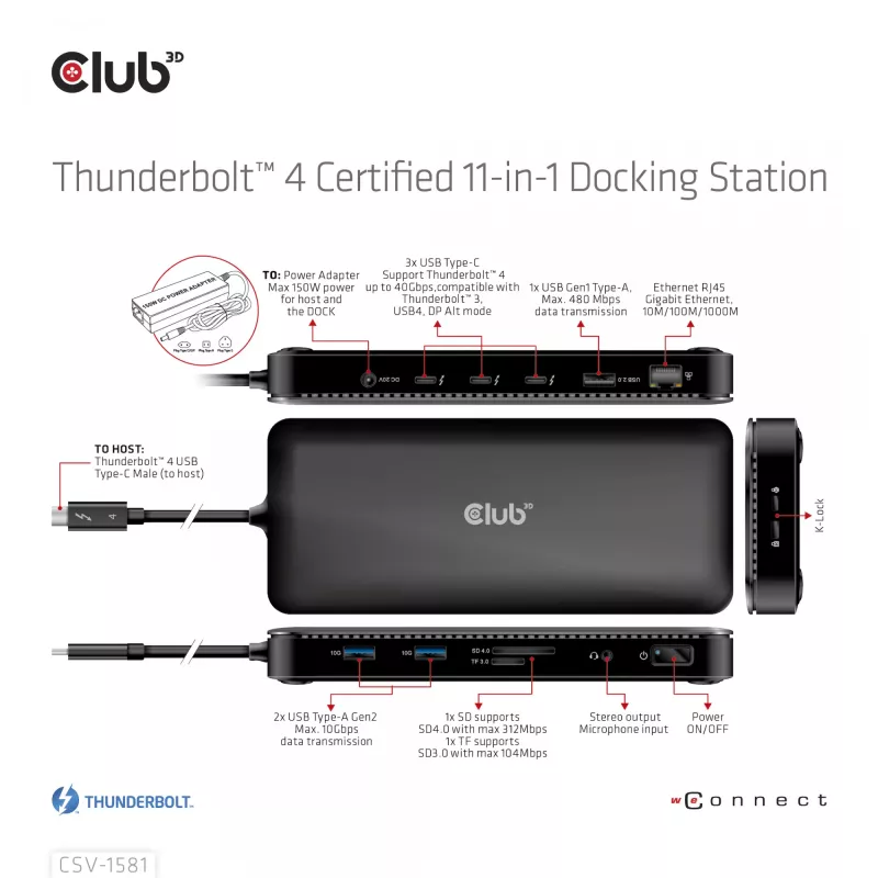 Stacja dokująca CLUB3D Thunderbolt 4 Certified 11-in-1 140W