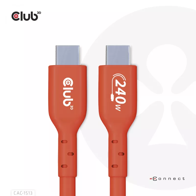 CLUB3D USB2 Type-C dwukierunkowy kabel danych z certyfikatem USB-IF 480Mb, PD 240W(48V/5A) EPR M/M 3m / 9.84 ft