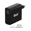 CLUB3D Ładowarka podróżna 140 W z technologią GaN, pojedynczy port USB Type-C, obsługa Power Delivery (PD) 3.1