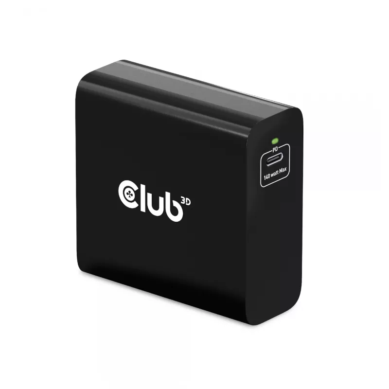 CLUB3D Ładowarka podróżna 140 W z technologią GaN, pojedynczy port USB Type-C, obsługa Power Delivery (PD) 3.1