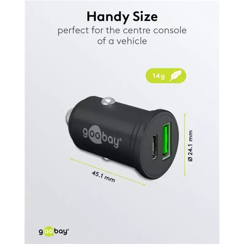 Goobay Dual-USB Car Fast Charger USB-C PD 45W Czarny
