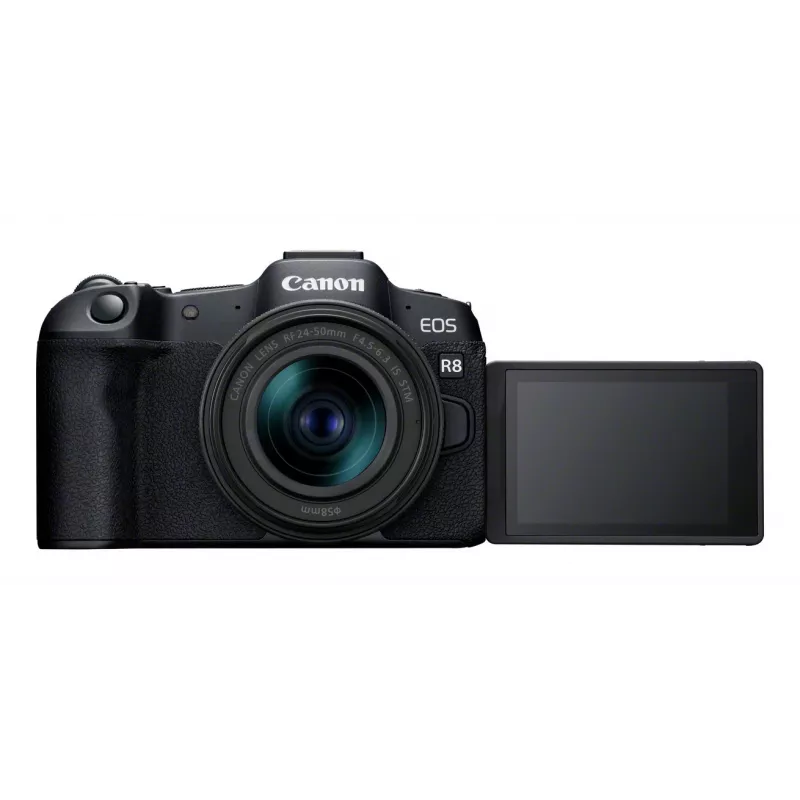 Canon EOS R8 + RF 24-50mm F4.5-6.3 IS STM Kit, 24,2 MP, 6000 x 4000 pikseli, CMOS, 4K Ultra HD, Ekran dotykowy, Czarny