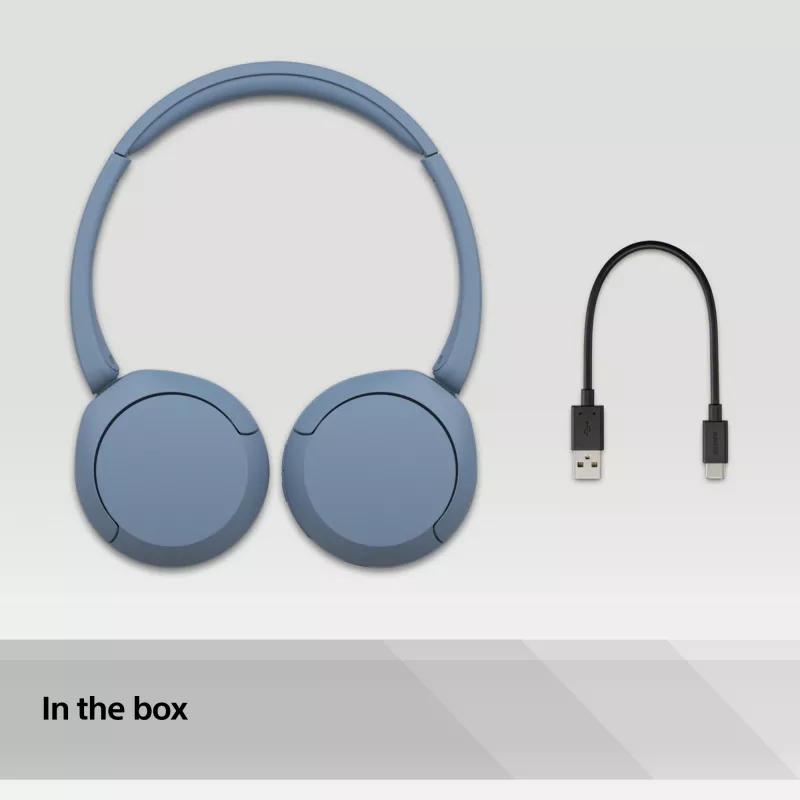 Słuchawki bezprzewodowe Sony WH-CH520, nauszne, rozmowy/muzyka, USB Type-C, niebieski
