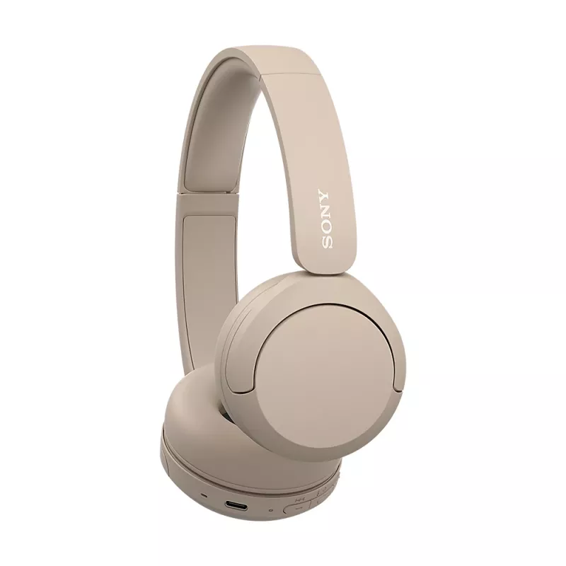 Słuchawki bezprzewodowe Sony WH-CH520, nauszne, rozmowy/muzyka, USB Type-C, Bluetooth, stojak, kremowy