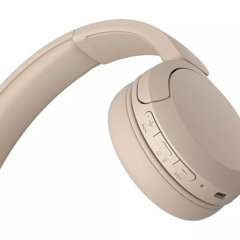 Słuchawki bezprzewodowe Sony WH-CH520, nauszne, rozmowy/muzyka, USB Type-C, Bluetooth, stojak, kremowy