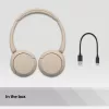 Słuchawki bezprzewodowe Sony WH-CH520, nauszne, rozmowy/muzyka, USB Type-C, Bluetooth, stojak, kremowy