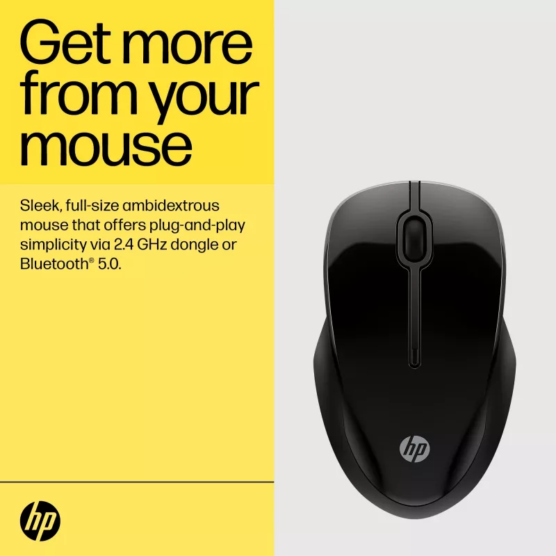 Mysz HP 250 Dual, oburęczna, Bluetooth + USB Type-A, 1600 DPI, czarna