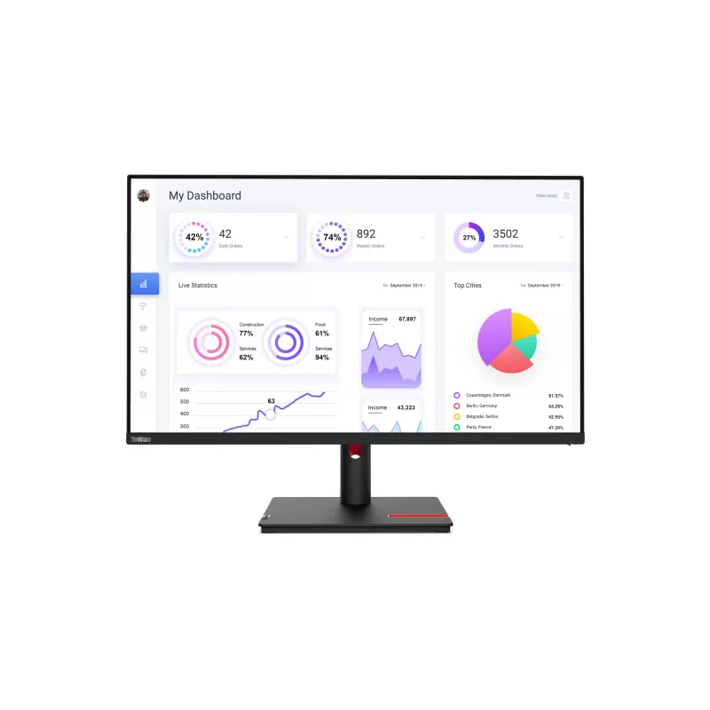 Monitor Lenovo ThinkVision T32p-30 80 cm (31,5 cala) 3840 x 2160 pikseli 4K Ultra HD LED Czarny