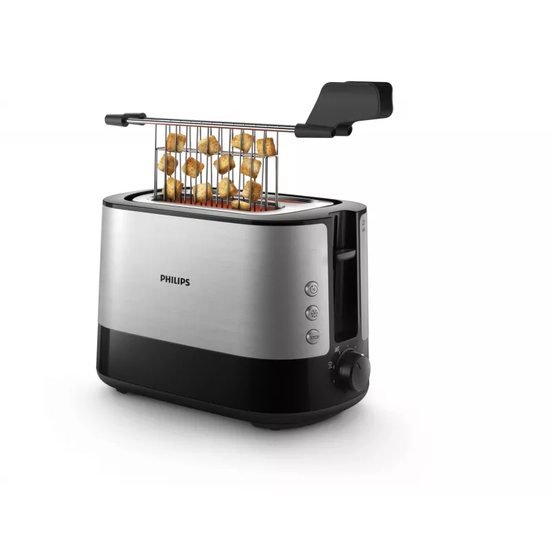Toster Philips Viva Collection HD2635/90 7 2 kromki Czarny, Tytanowy