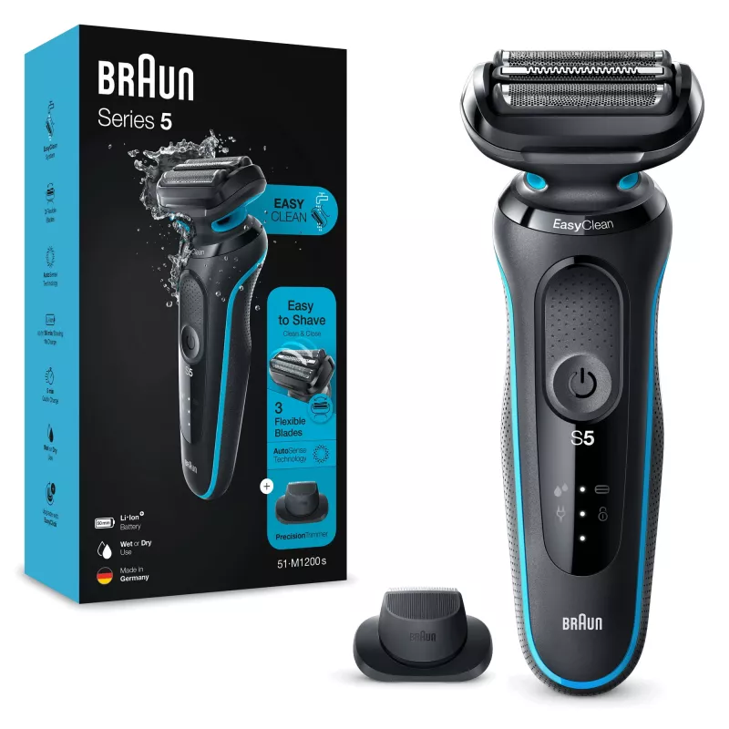 Braun Series 5 51-M1200s golarka męska Golarka foliowa Trymer Czarny, Niebieski