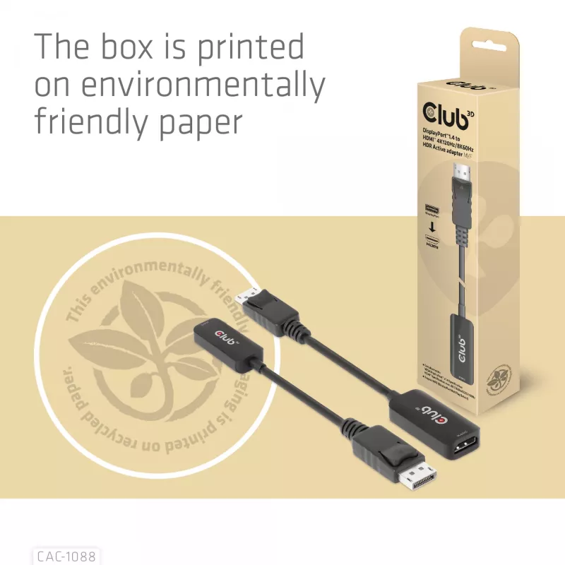 CLUB3D DisplayPort1.4 na HDMI 4K120Hz/8K60Hz HDR aktywny adapter M/F