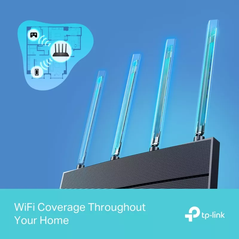 TP-Link Archer AX1500 Router Wi-Fi 6, Wi-Fi 6 (802.11ax), Dwupasmowy (2,4 GHz / 5 GHz), Ethernet LAN, Czarny, Router biurkowy