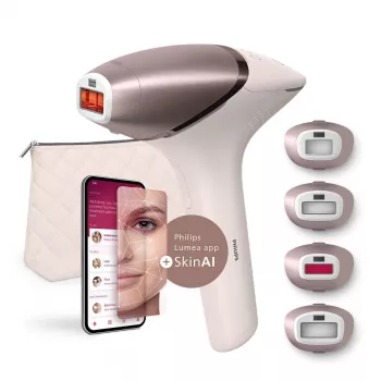 Epilator Philips BRI977/00 IPL depilator świetlny, zasilany bateriami, różowe złoto, nasadki do twarzy i ciała