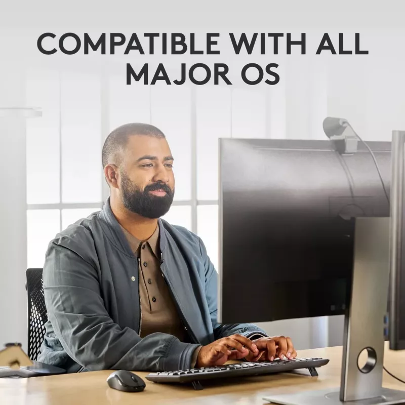Zestaw klawiatury i myszy Logitech MK370 Combo for Business — pełnowymiarowy QWERTY (US International), RF Wireless + Bluetooth, grafitowy