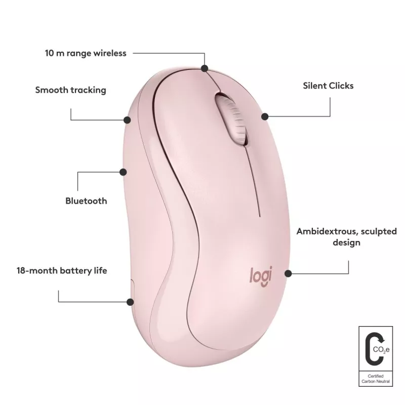 LOGITECH M240 Cicha mysz - Bluetooth - Różowa