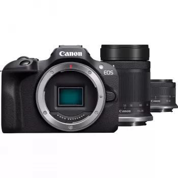 Canon EOS R100 + RF-S 18-45mm F4.5-6.3 IS STM + RF-S 55-200mm F5-7.1 IS STM Kit MILC 24.1 MP CMOS 6000 x 4000 pixeli Czarny