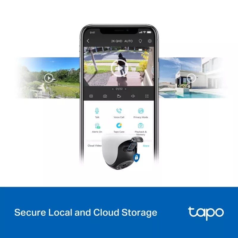 TP-Link Tapo Outdoor Pan/Tilt Security Wi-Fi Camera, IP security camera, Indoor & outdoor, Wireless, CE, FCC, RoHS, RCM, Ceiling, Black, White