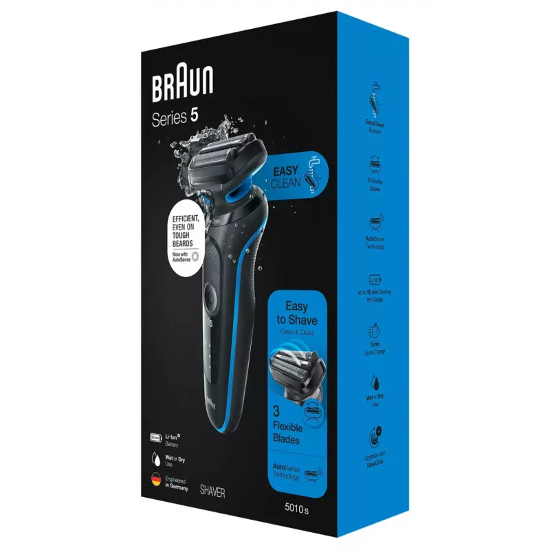 Braun 51-B1000s Golarz foliowy Czarny, Niebieski
