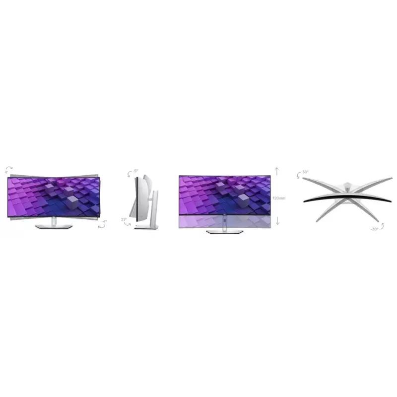 Monitor komputerowy DELL UltraSharp U3824DW 95,2 cm (37,5 cala) 3840 x 1600 pikseli Wide Quad HD+ LCD Czarny, Srebrny