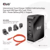 CLUB3D Międzynarodowa ładowarka podróżna 140W z technologią GaN, cztery porty USB Type-A (1x) i -C (3x), obsługa PPS + Power Delivery (PD) 3.1