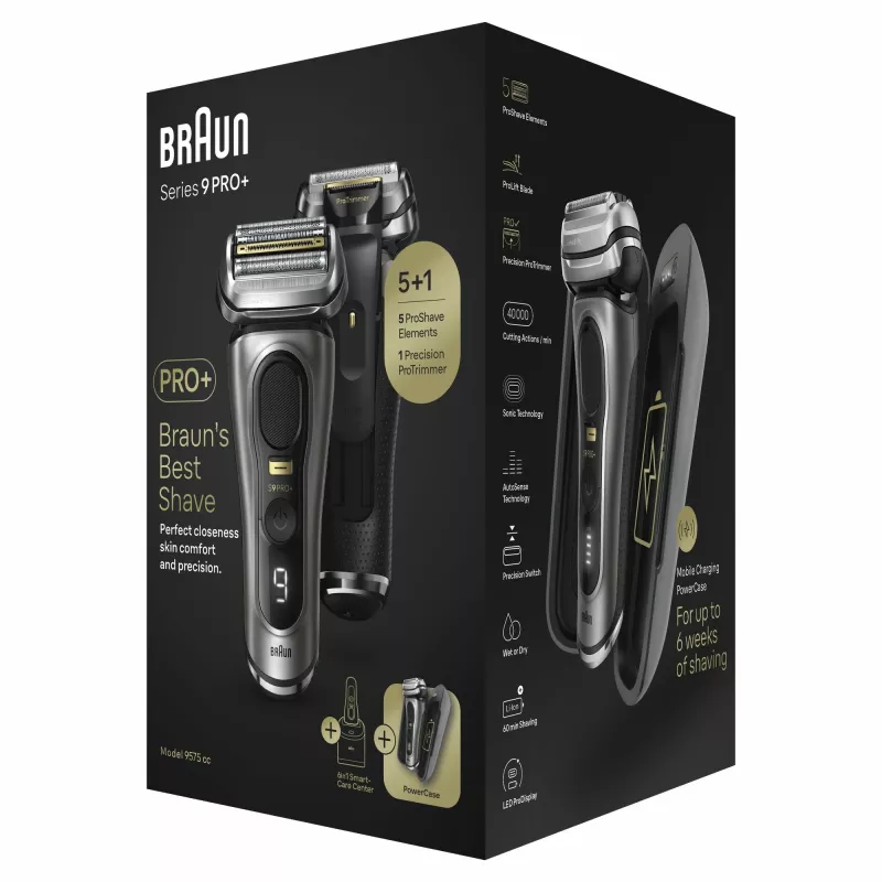 Maszynka do golenia Braun Series 9 Pro+ 9575cc Wet & Dry foliowa trymer Metaliczny