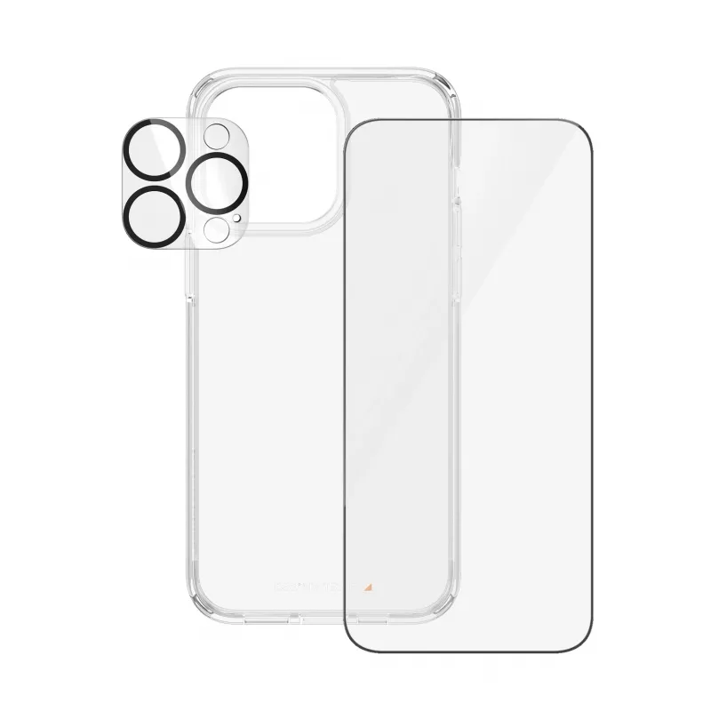PanzerGlass ® 3-w-1 Zestaw iPhone 15 Pro Max, Apple, Apple - iPhone 15 Pro Max, Aplikacja na sucho, Odporny na wstrząsy, Przezroczysty, 1 szt.