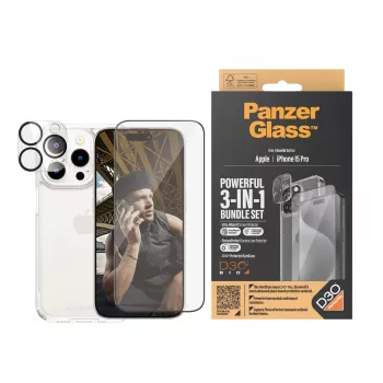 PanzerGlass Zestaw 3 w 1 iPhone 15 Pro Szkło hartowane Przezroczysty