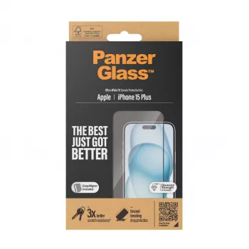 PanzerGlass ® Screen Protector iPhone 15 Plus | Ultra-Wide Fit z EasyAligner