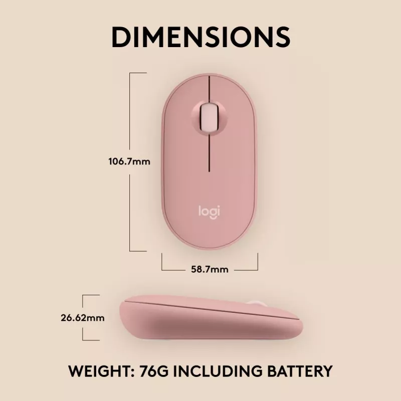 LOGITECH Pebble 2 M350s Bezprzewodowa Mysz Optyczna Rose