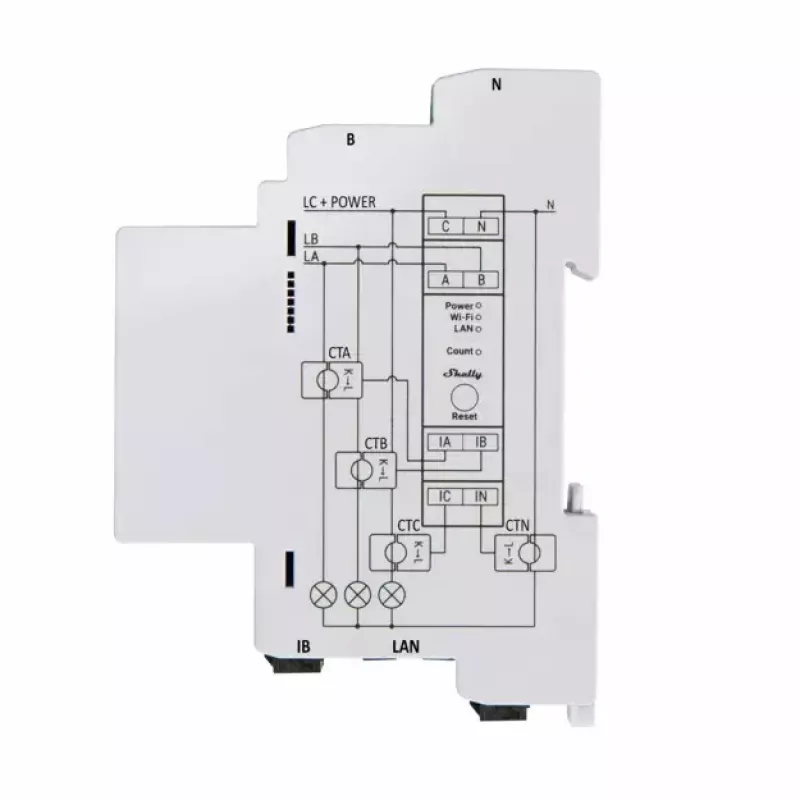 Shelly Pro 3EM miernik kosztów energii AC 120 A 50-60 Hz