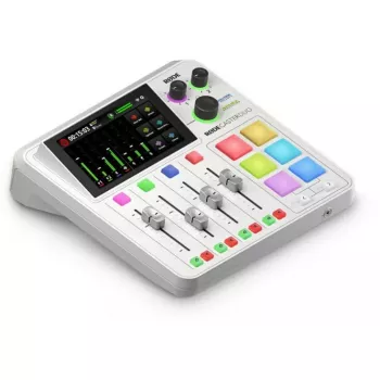 Interfejs audio Rode RodeCaster Duo biały — 2-kanałowa konsola podcastowa USB z mikserem i przedwzmacniaczami