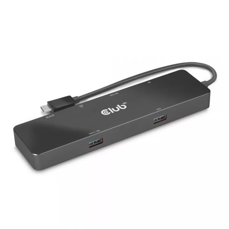 CLUB3D USB3.2 Gen2 Type-C, 6-w-1 przenośna stacja dokująca z dwoma wyświetlaczami i USB Type-C Video 4K60Hz