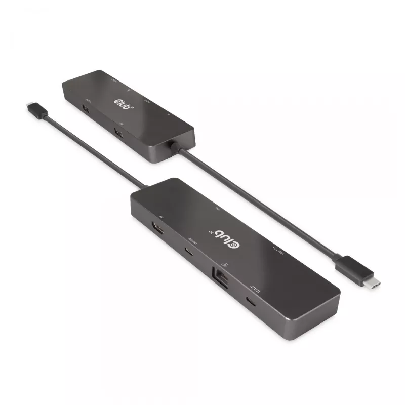 CLUB3D USB3.2 Gen2 Type-C, 6-w-1 przenośna stacja dokująca z dwoma wyświetlaczami i USB Type-C Video 4K60Hz