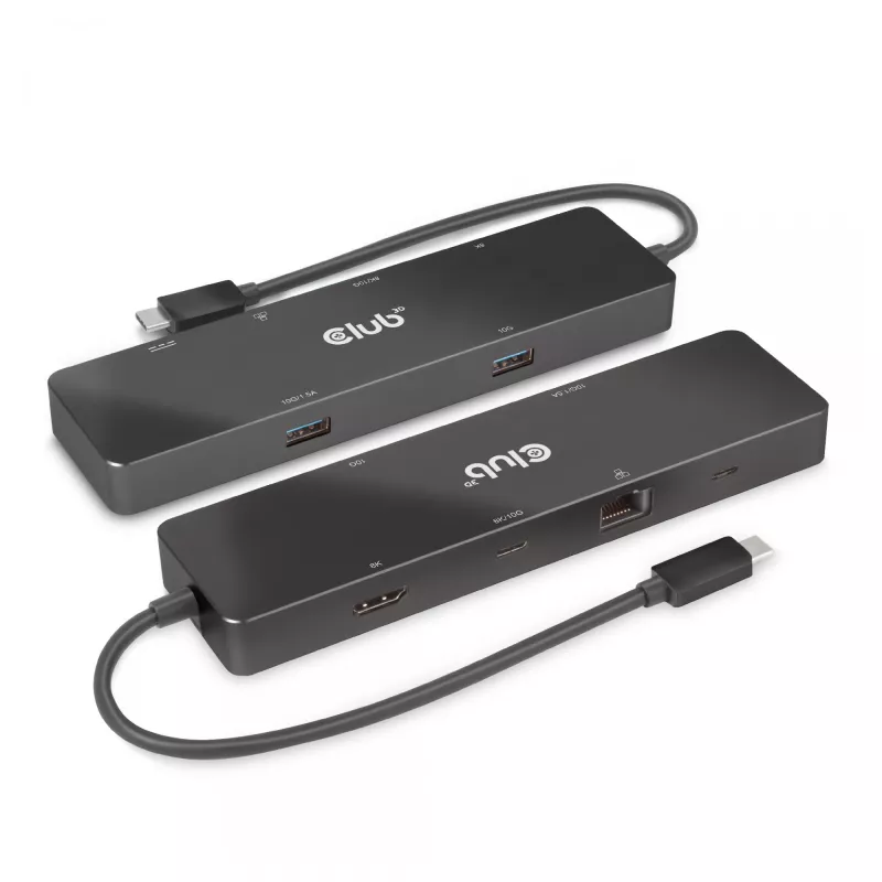CLUB3D USB3.2 Gen2 Type-C, 6-w-1 przenośna stacja dokująca z dwoma wyświetlaczami i USB Type-C Video 4K60Hz