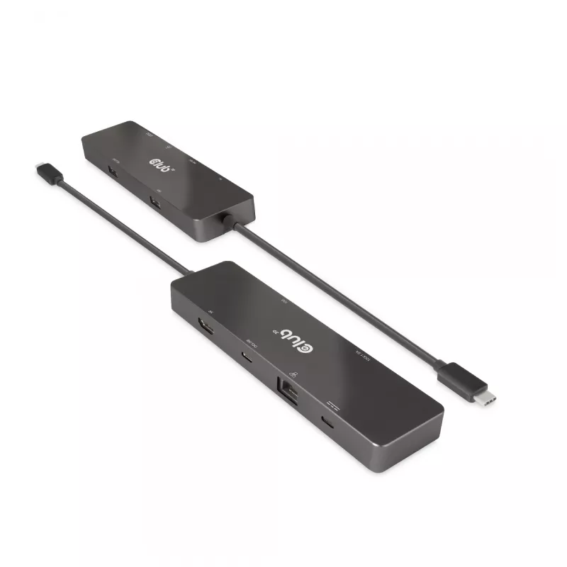 CLUB3D USB3.2 Gen2 Type-C, 6-w-1 przenośna stacja dokująca z dwoma wyświetlaczami i USB Type-C Video 4K60Hz