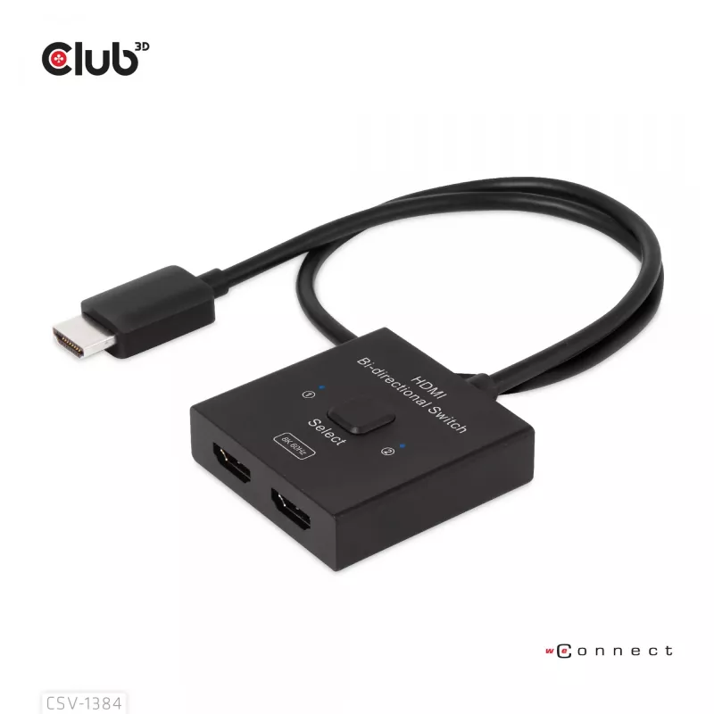 CLUB3D HDMI 2-w-1 Przełącznik Dwukierunkowy 8K60Hz 4K120Hz CSV-1384