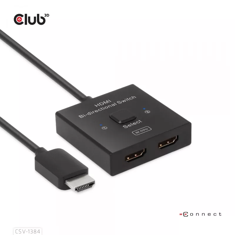CLUB3D HDMI 2-w-1 Przełącznik Dwukierunkowy 8K60Hz 4K120Hz CSV-1384