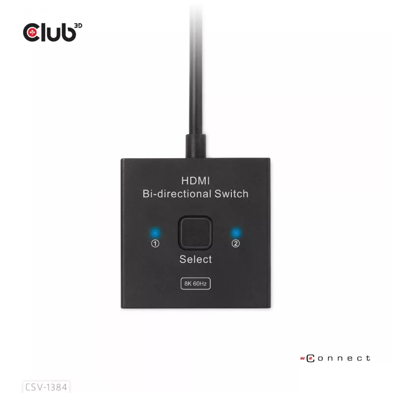 CLUB3D HDMI 2-w-1 Przełącznik Dwukierunkowy 8K60Hz 4K120Hz CSV-1384